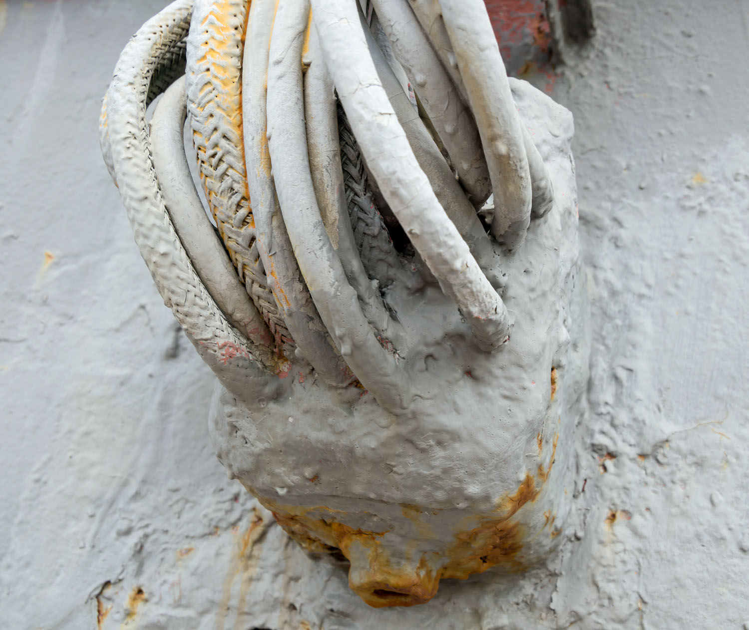 Cable exit from an old ship bulkhead